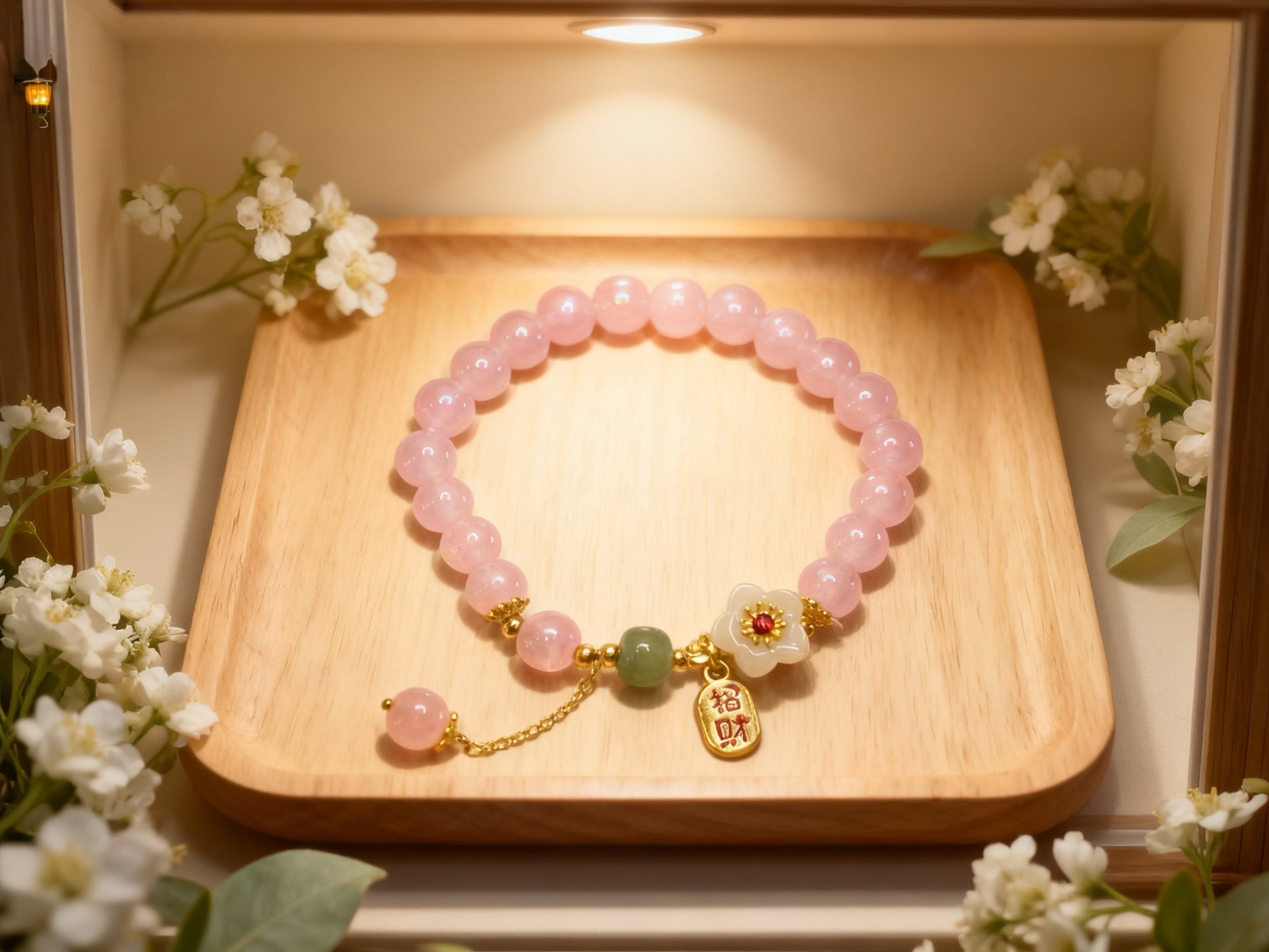 Pink Rose Quartz Tassel Bracelet – Healing Crystal Jewelry
