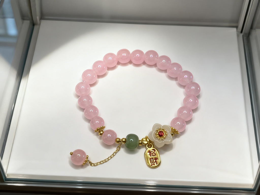 Pink Rose Quartz Tassel Bracelet – Healing Crystal Jewelry