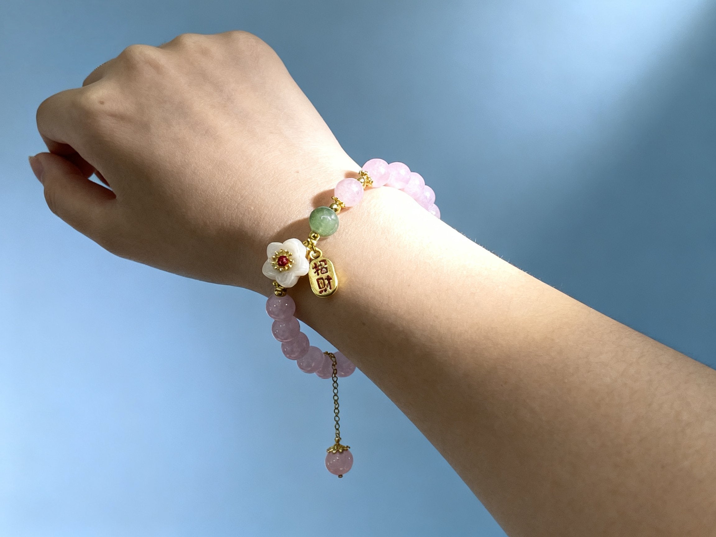 Pink Rose Quartz Tassel Bracelet – Healing Crystal Jewelry