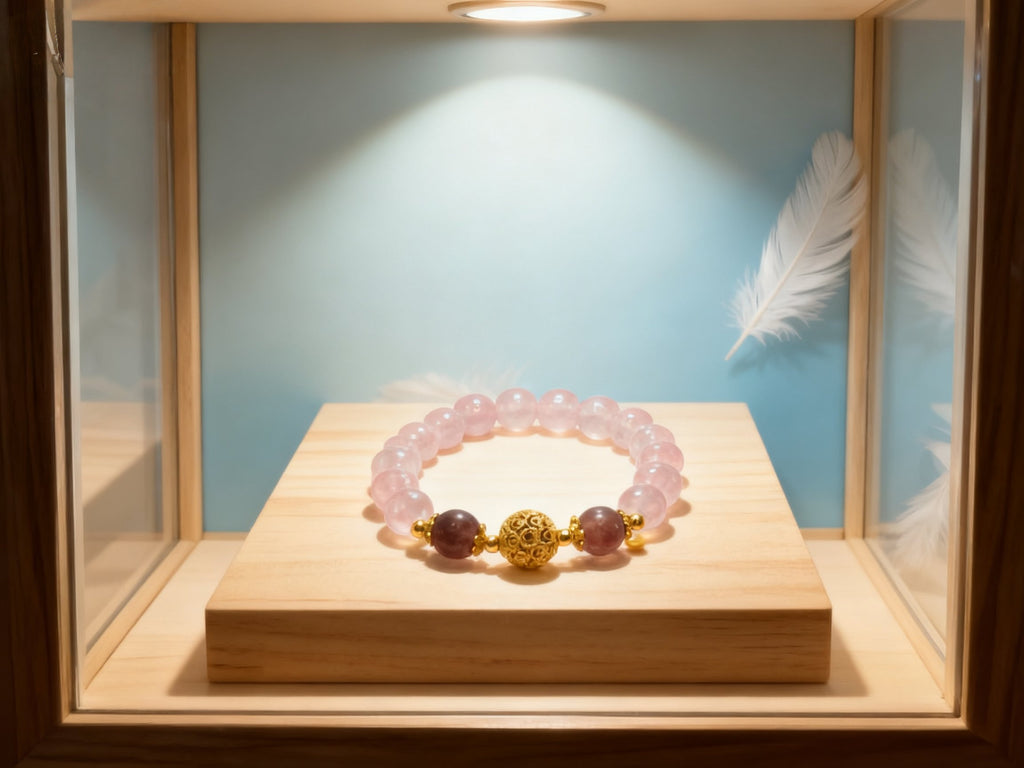 Pink Rose Quartz Bracelet – Hydrangea Beaded Crystal Jewelry