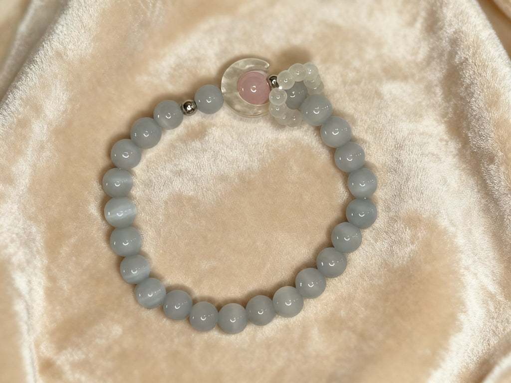 White Cat Eye Moon Bracelet – Healing Crystal Jewelry