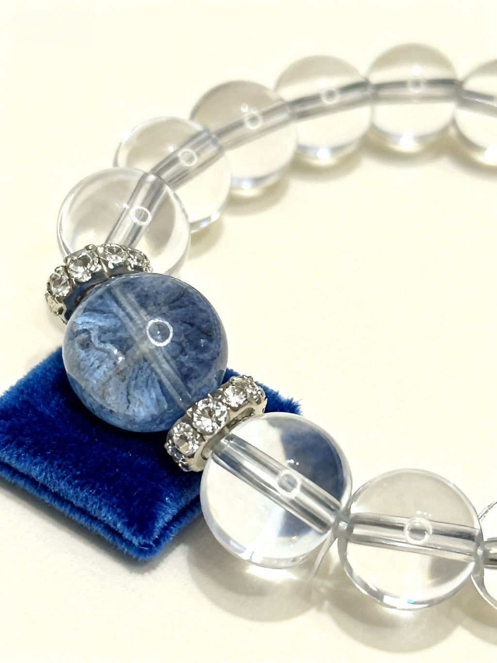 Clear White Crystal Bracelet – Rose Style Beads 10mm