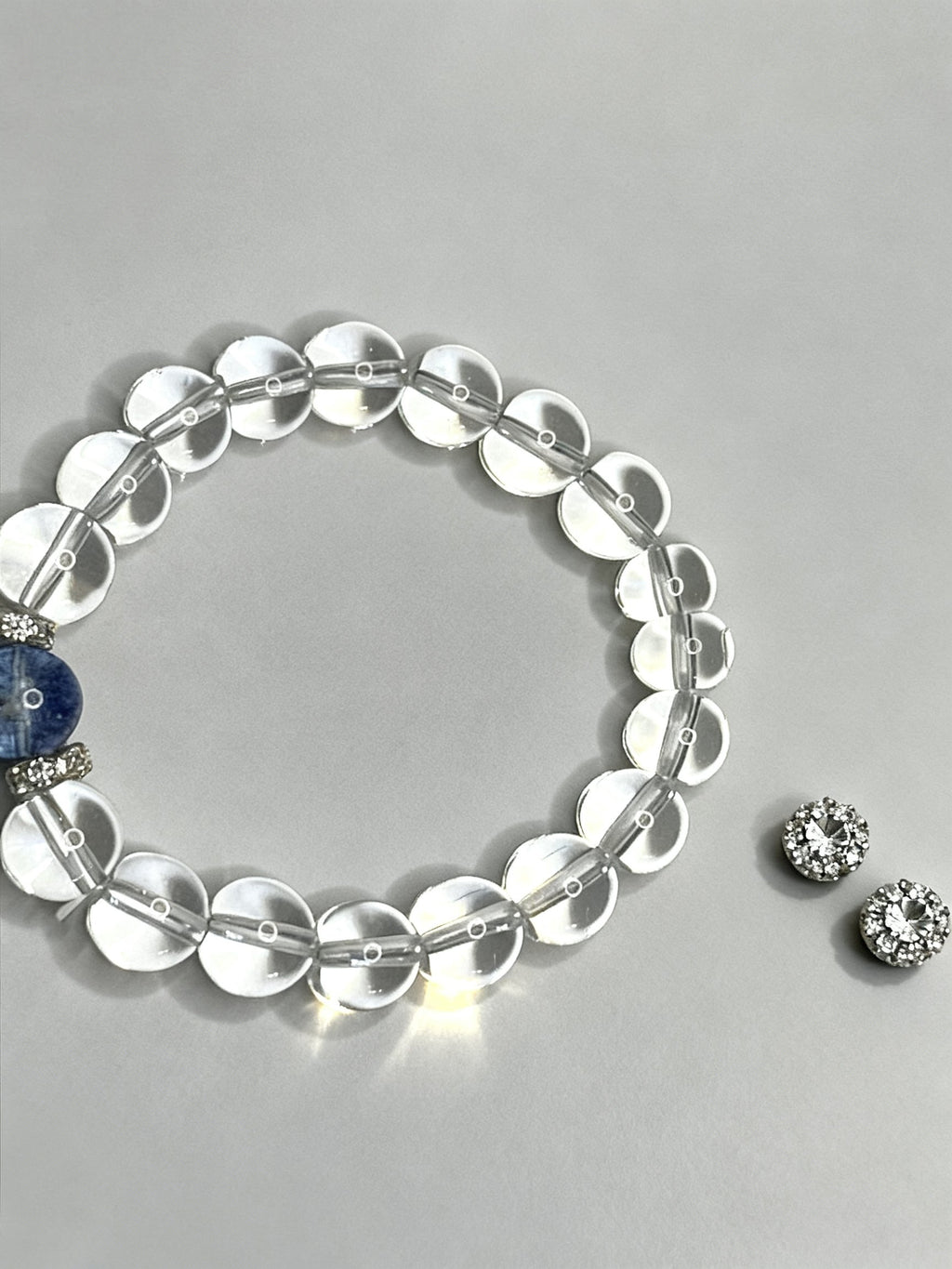 Clear White Crystal Bracelet – Rose Style Beads 10mm