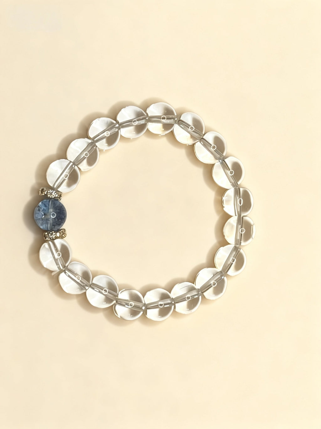 Clear White Crystal Bracelet – Rose Style Beads 10mm