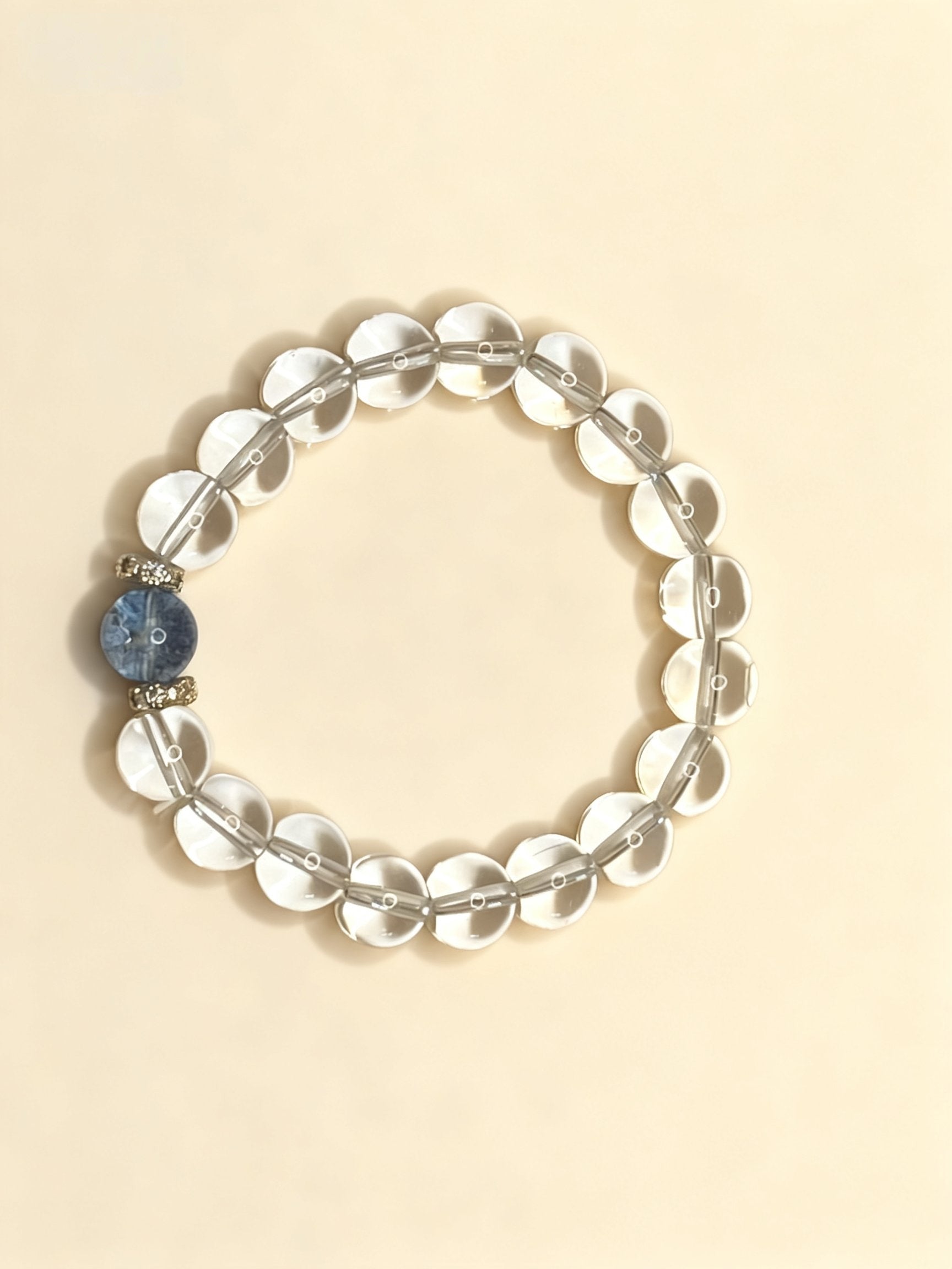 Clear White Crystal Bracelet – Rose Style Beads 10mm