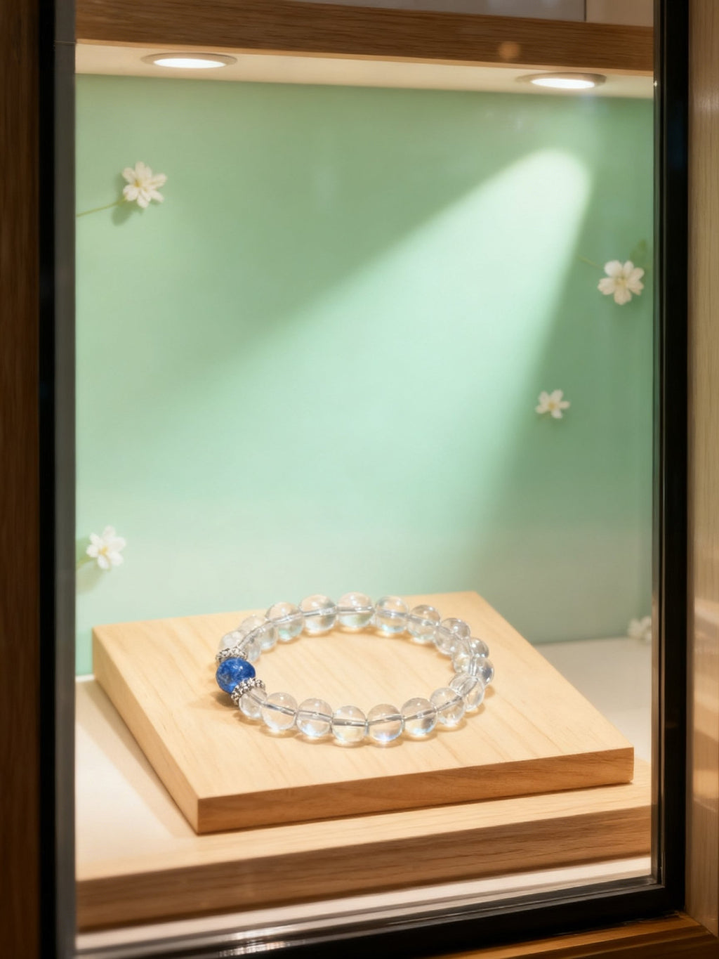 Clear White Crystal Bracelet – Rose Style Beads 10mm