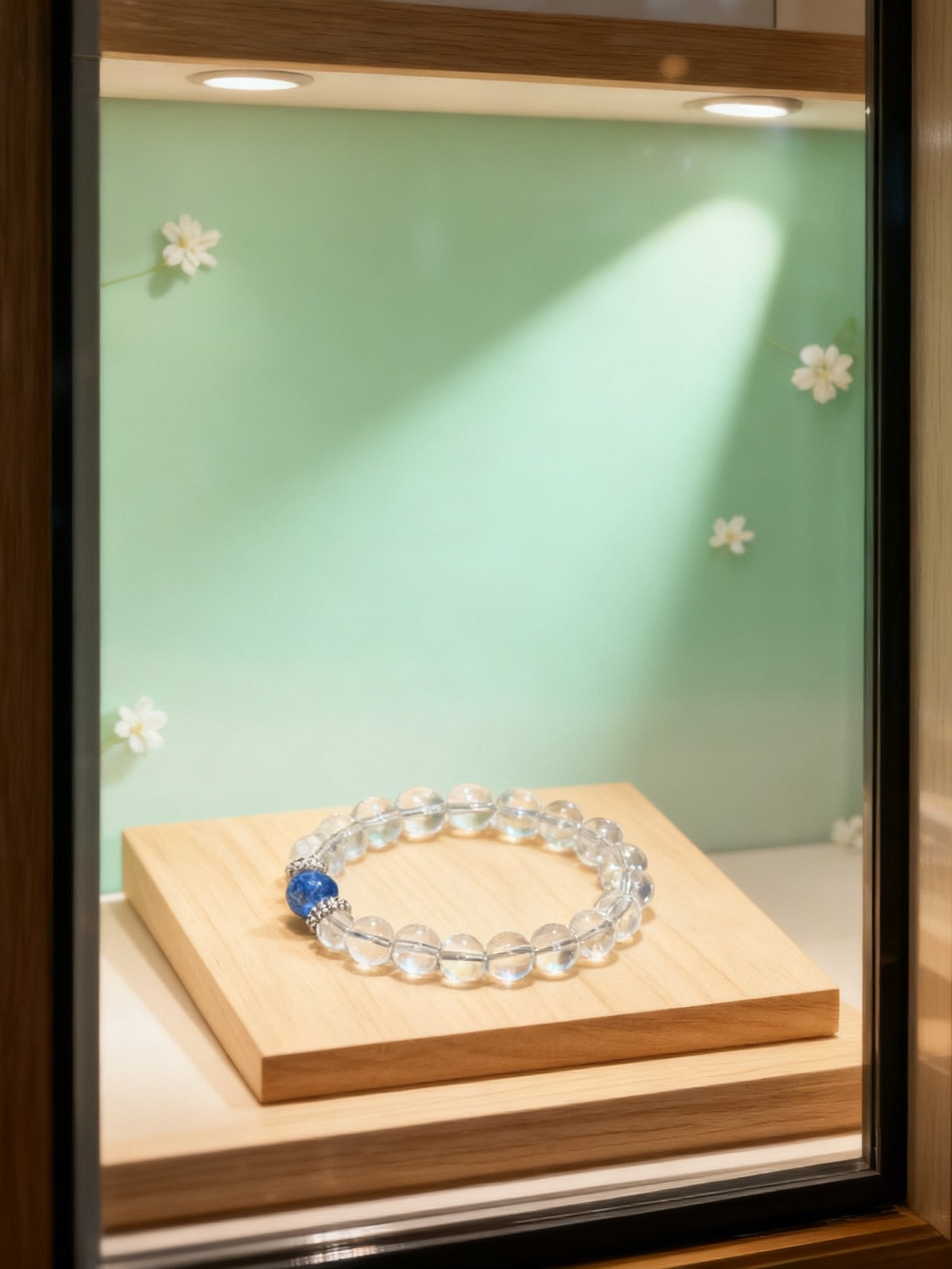 Clear White Crystal Bracelet – Rose Style Beads 10mm