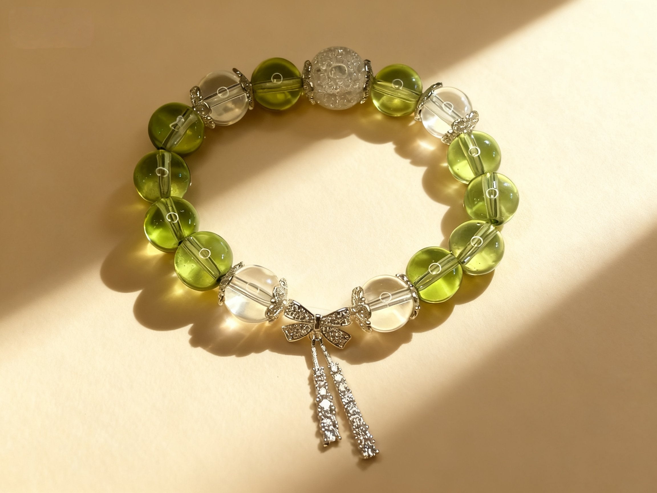 Green Quartz Bracelet – Butterfly Knot Crystal Jewelry