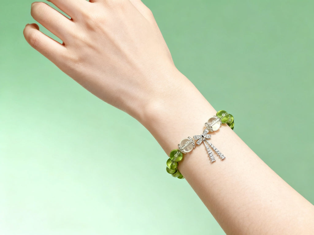 Green Quartz Bracelet – Butterfly Knot Crystal Jewelry