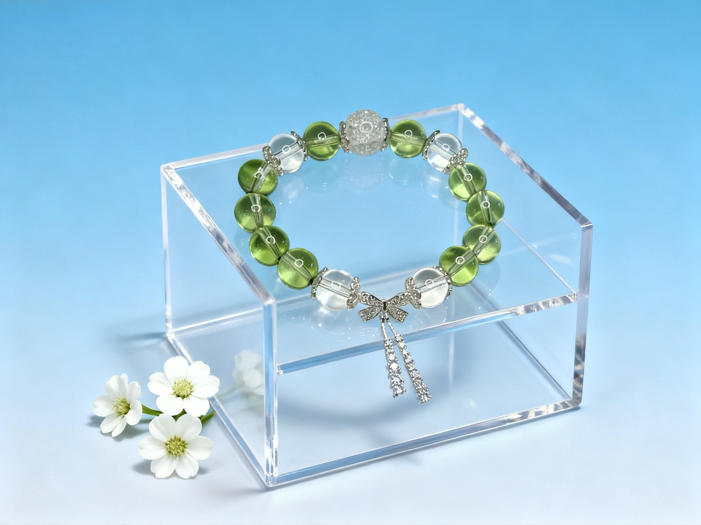 Green Quartz Bracelet – Butterfly Knot Crystal Jewelry
