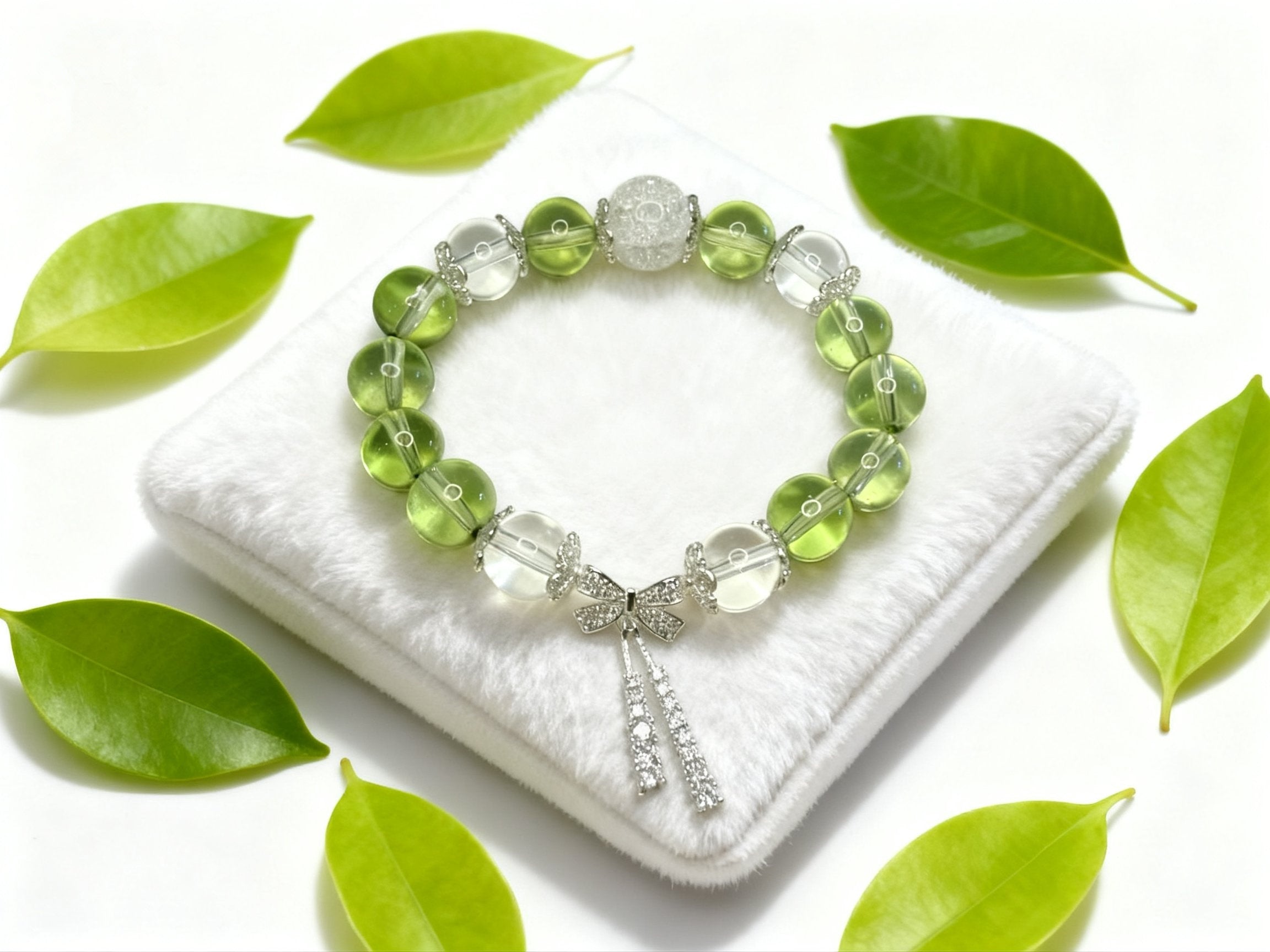 Green Quartz Bracelet – Butterfly Knot Crystal Jewelry