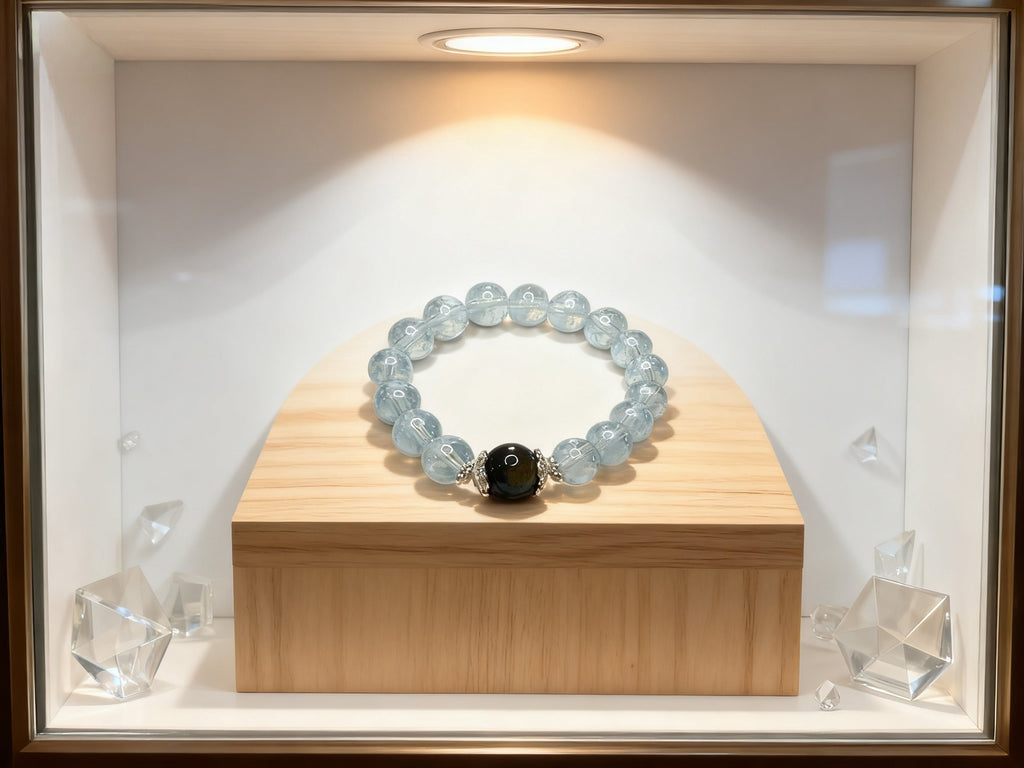 Blue Aquamarine Style Bracelet – Smooth Sailing Crystal Beads 10mm