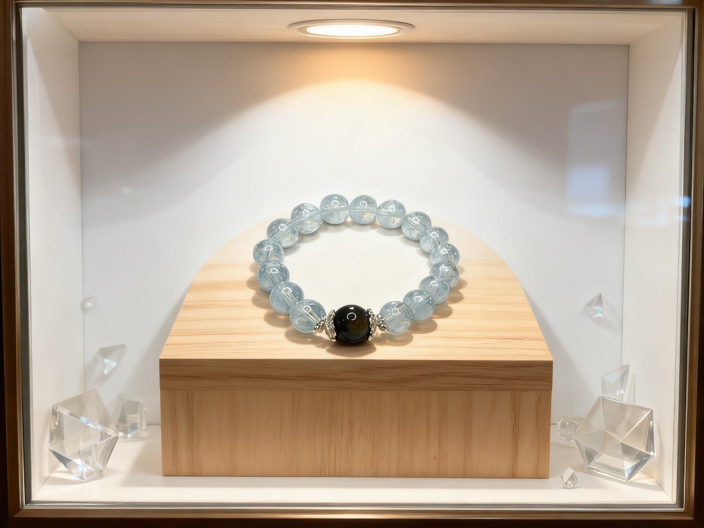 Blue Aquamarine Style Bracelet – Smooth Sailing Crystal Beads 10mm