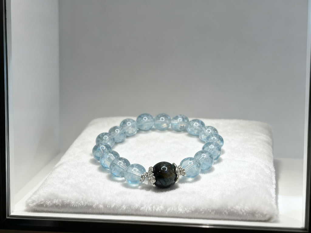 Blue Aquamarine Style Bracelet – Smooth Sailing Crystal Beads 10mm