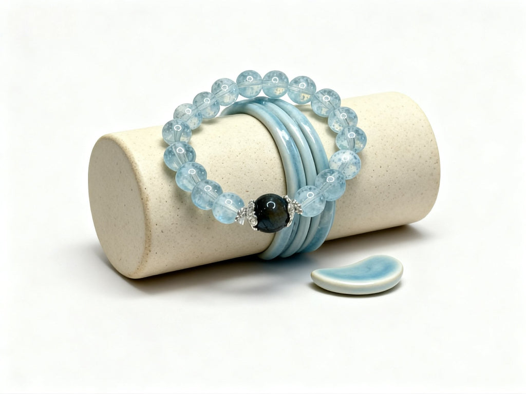 Blue Aquamarine Style Bracelet – Smooth Sailing Crystal Beads 10mm
