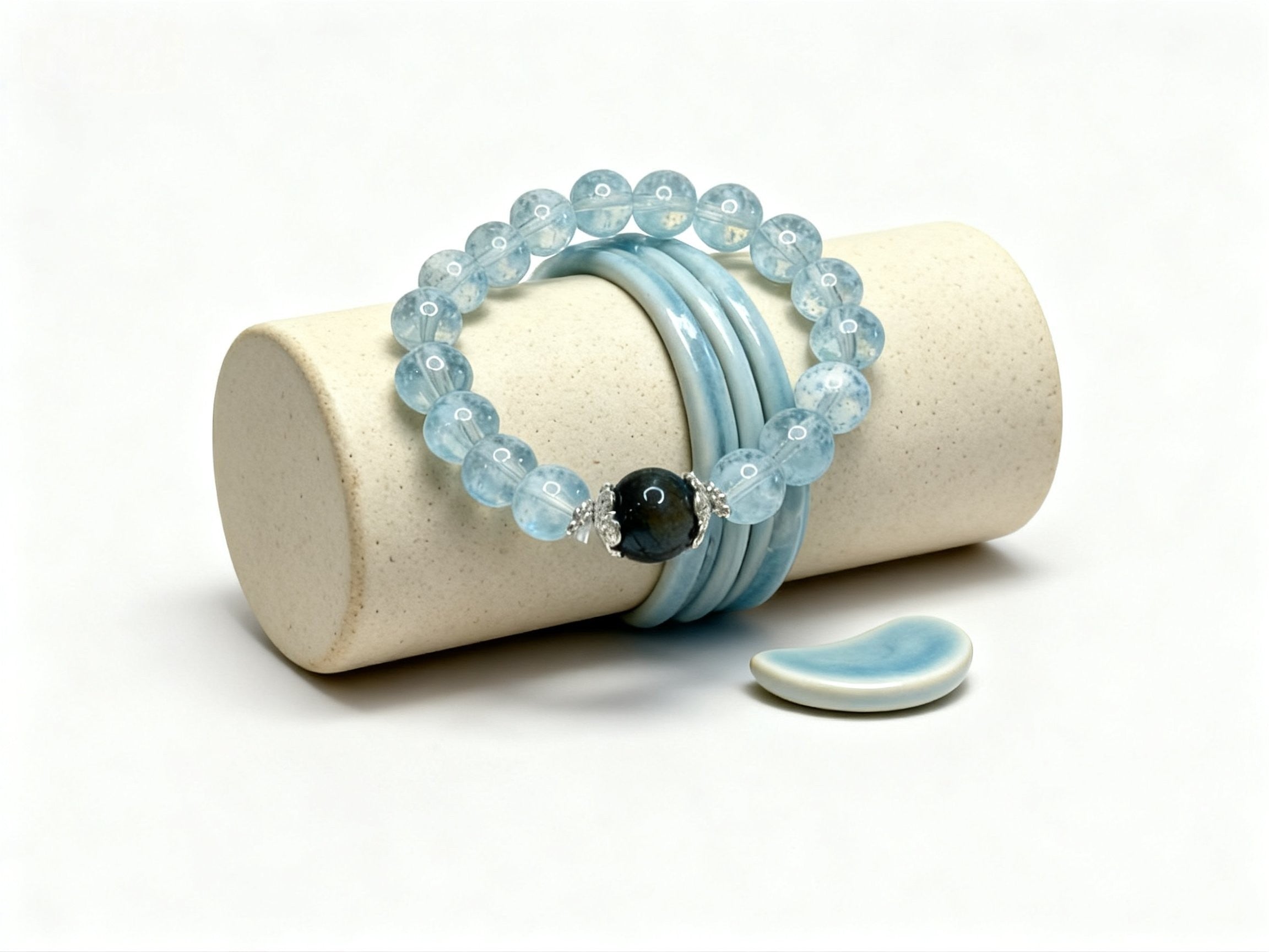 Blue Aquamarine Style Bracelet – Smooth Sailing Crystal Beads 10mm