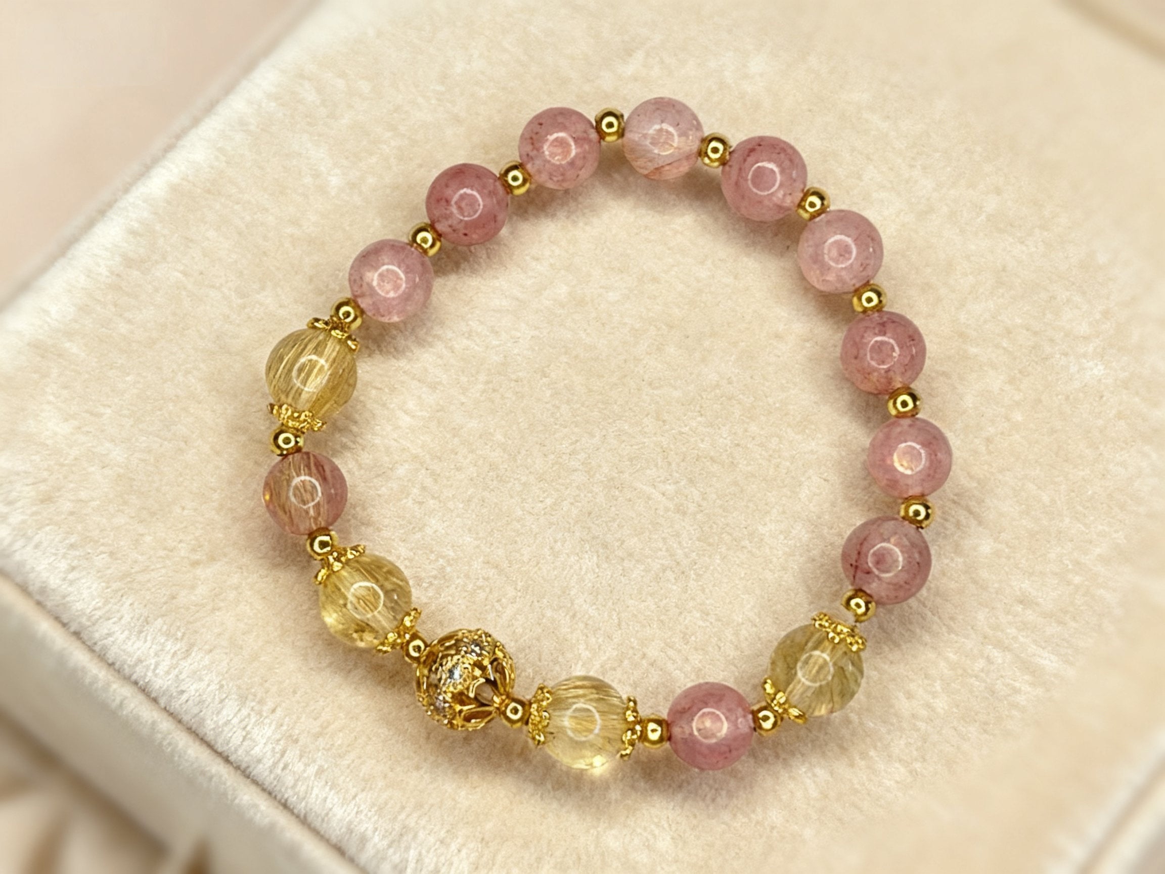 Pink Strawberry Quartz Style Bracelet – Cool Quartz Beads