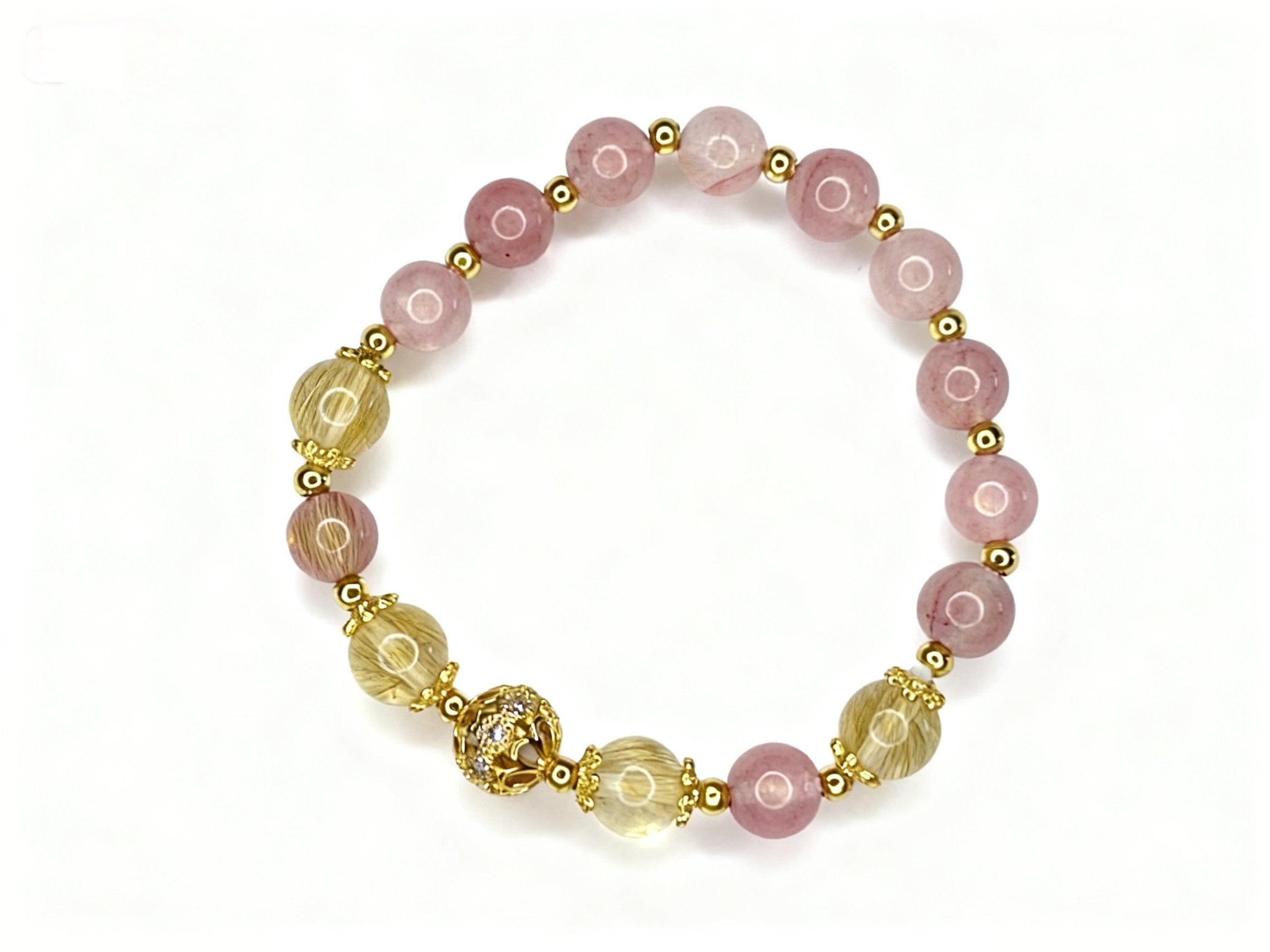 Pink Strawberry Quartz Style Bracelet – Cool Quartz Beads