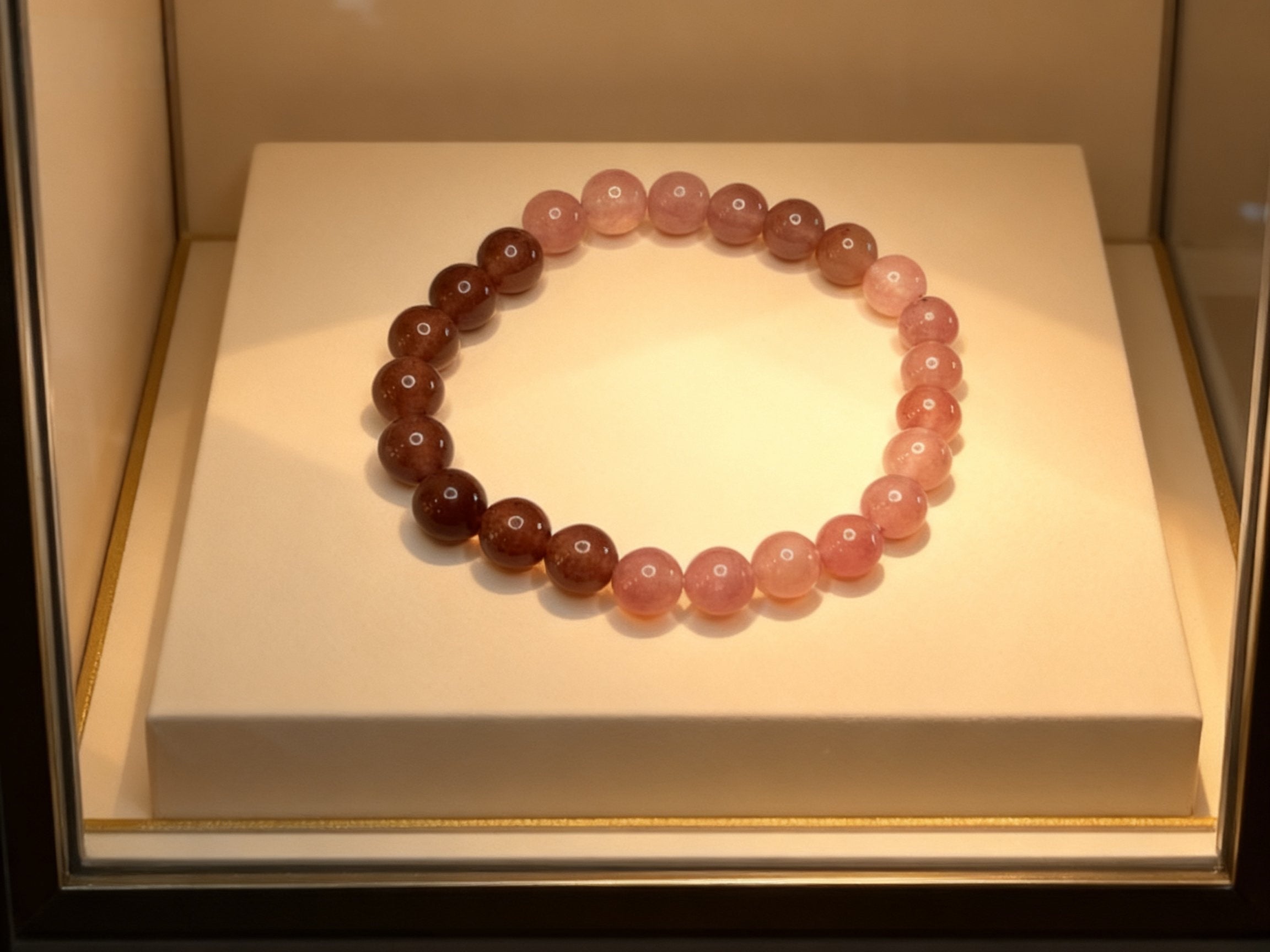 Pink Gradient Strawberry Quartz Bracelet – 8mm Beads