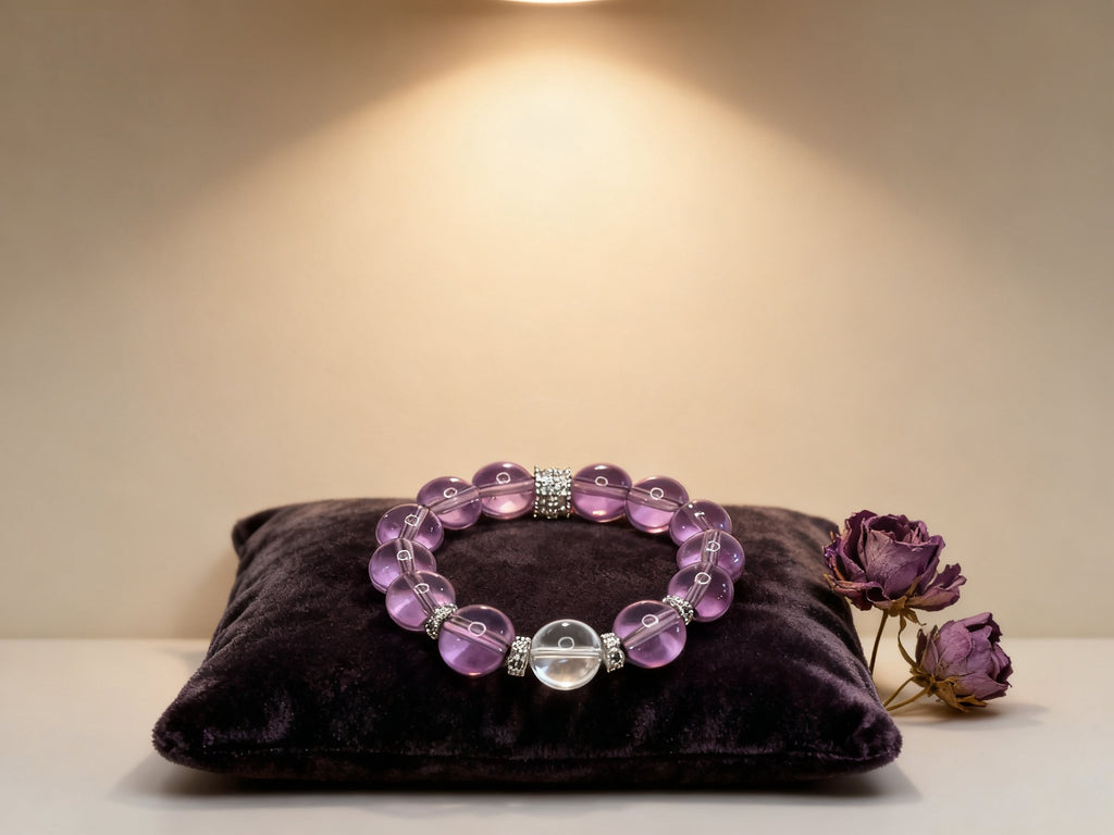 Purple Amethyst Bracelet – Light Lavender Uruguay Beads 12mm