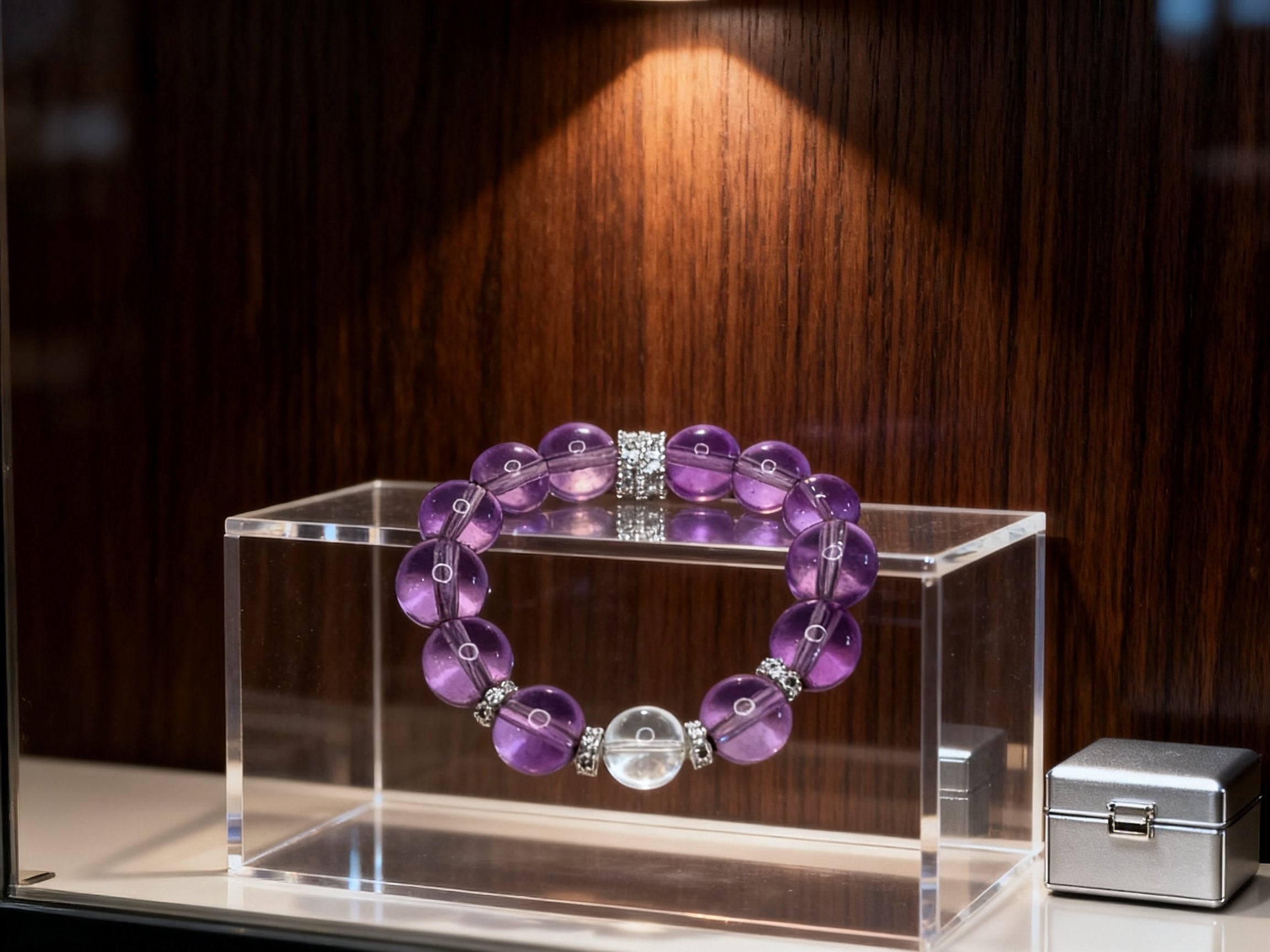 Purple Amethyst Bracelet – Light Lavender Uruguay Beads 12mm