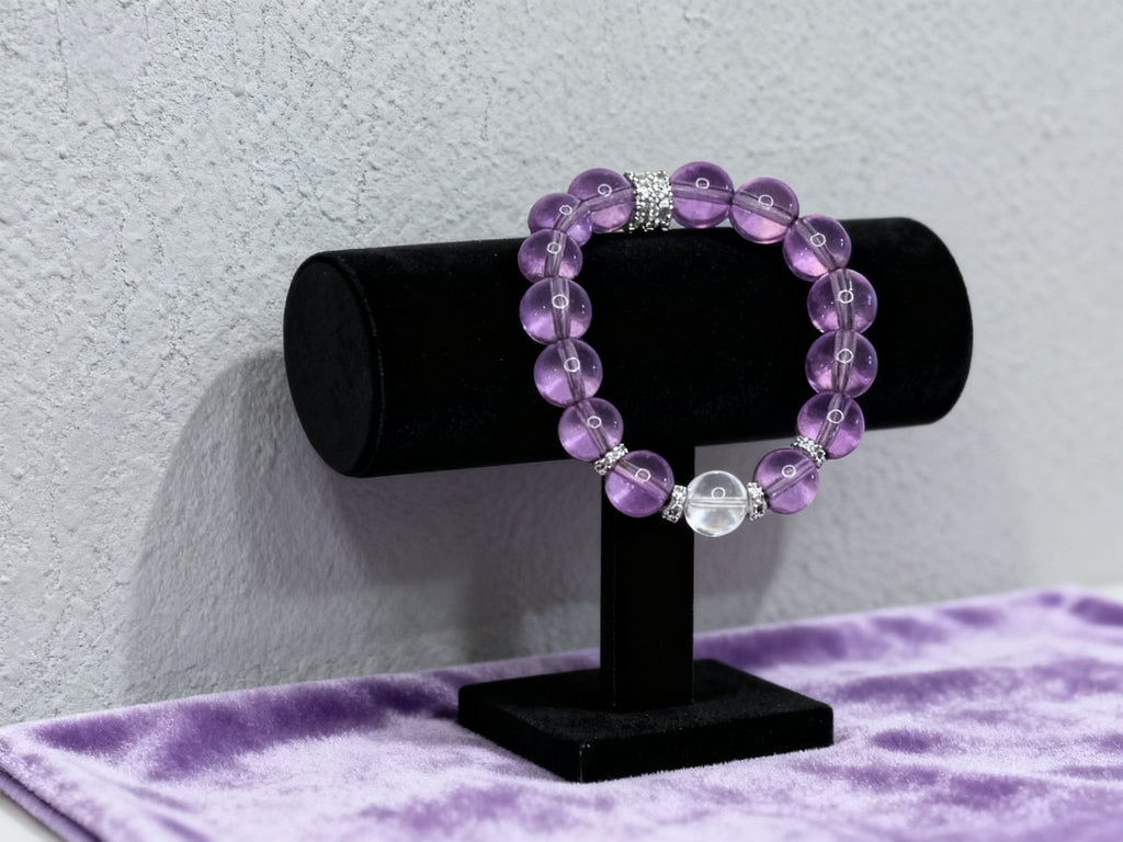 Purple Amethyst Bracelet – Light Lavender Uruguay Beads 12mm