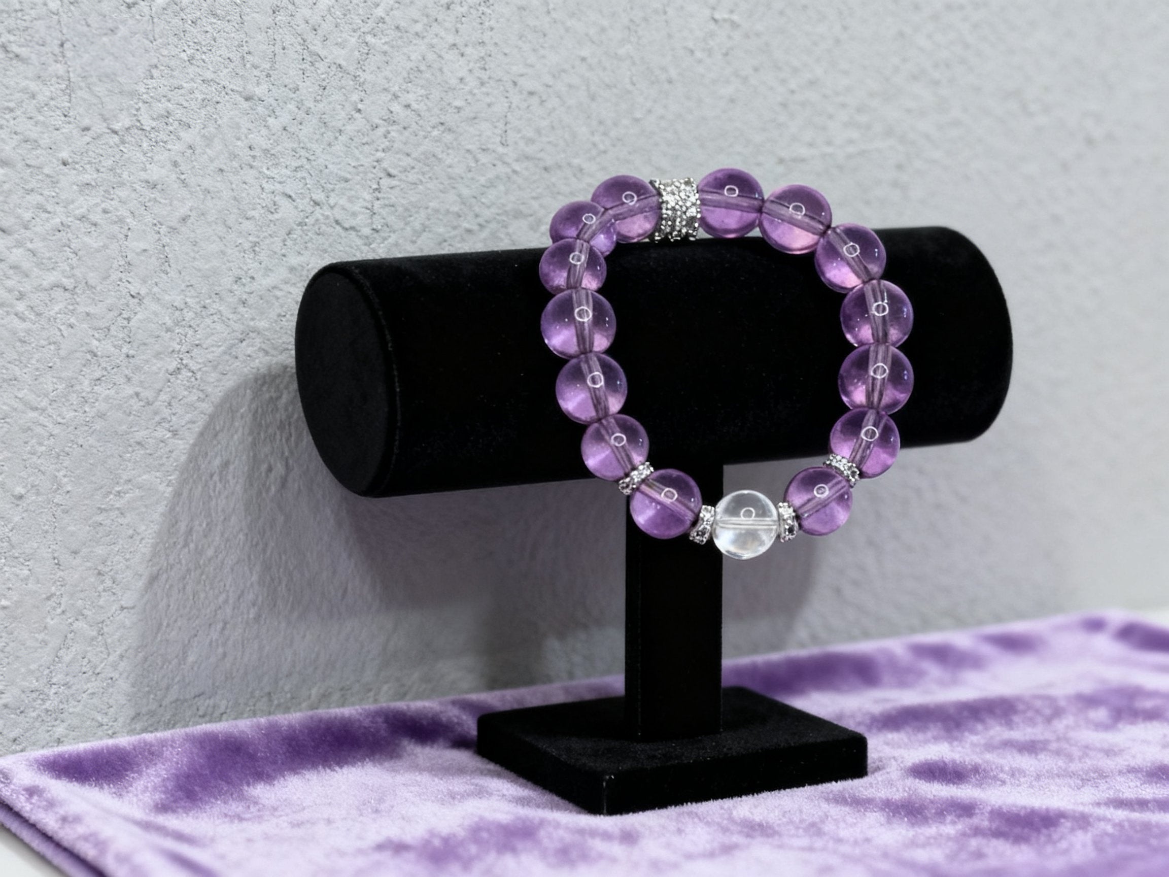 Purple Amethyst Bracelet – Light Lavender Uruguay Beads 12mm