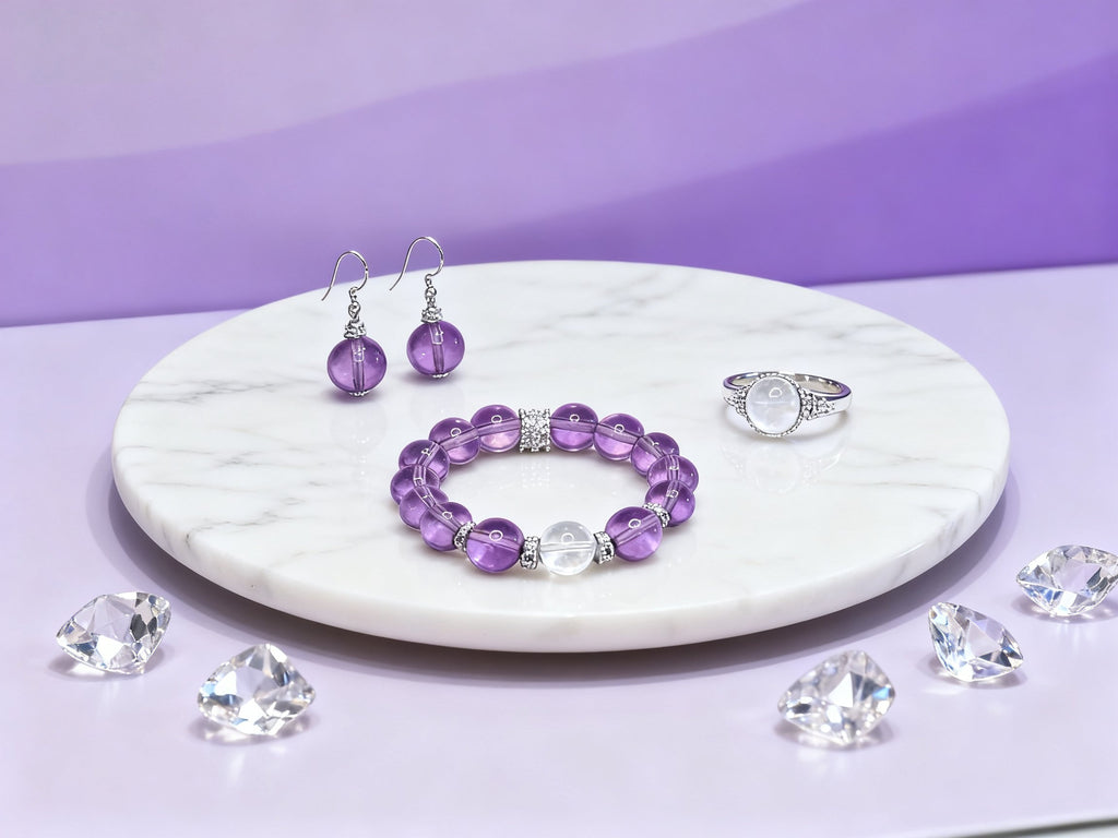 Purple Amethyst Bracelet – Light Lavender Uruguay Beads 12mm