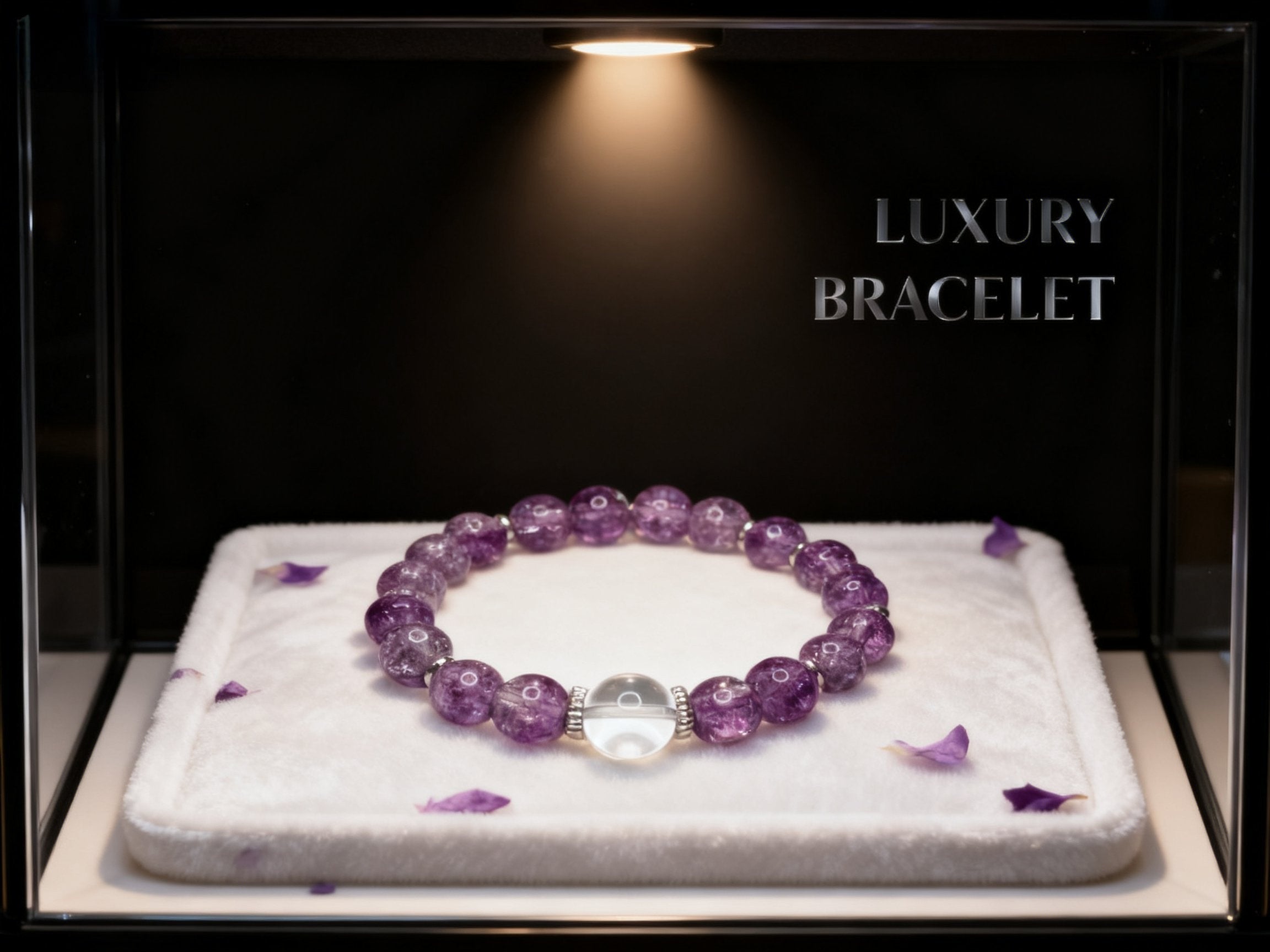 Purple Amethyst Bracelet – Floral Beaded Crystal Jewelry