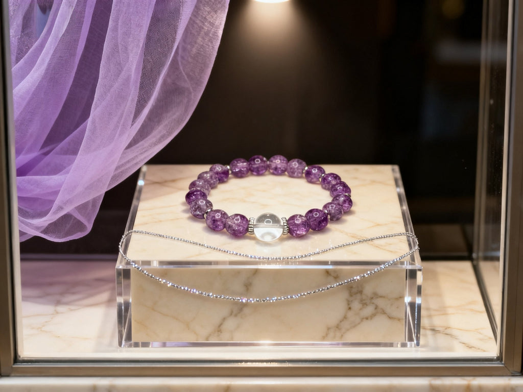 Purple Amethyst Bracelet – Floral Beaded Crystal Jewelry