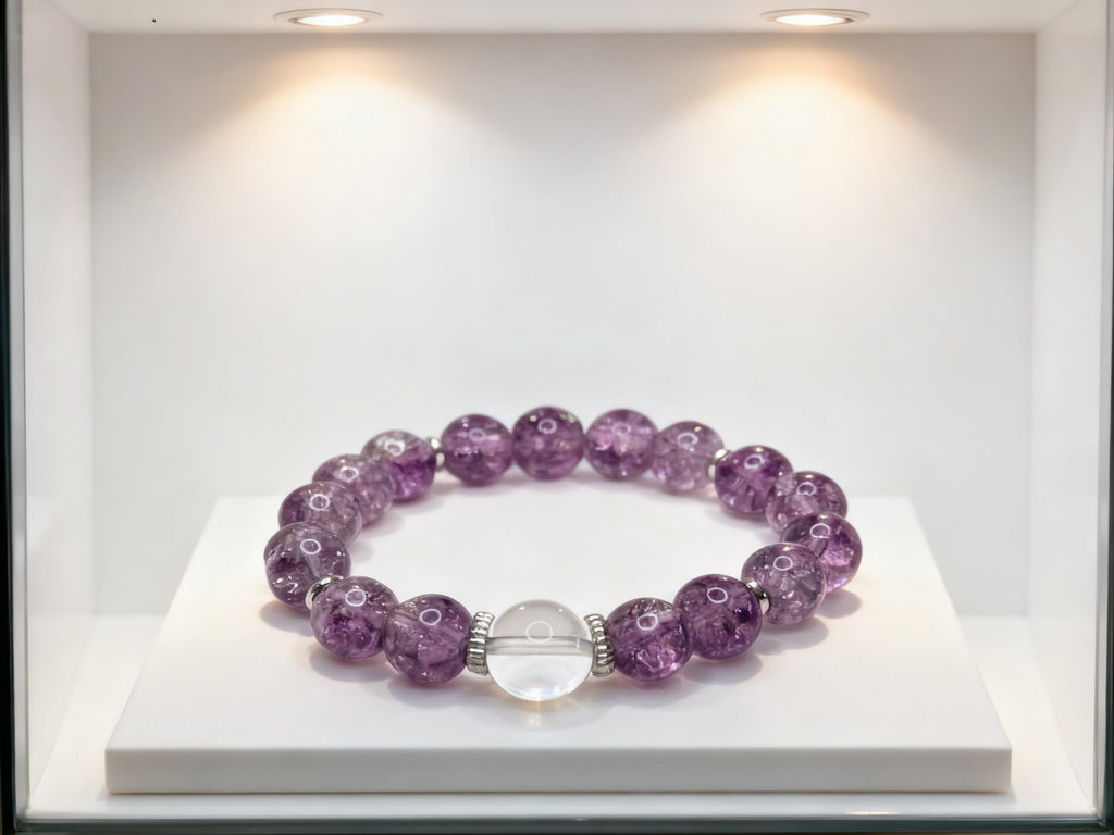 Purple Amethyst Bracelet – Floral Beaded Crystal Jewelry