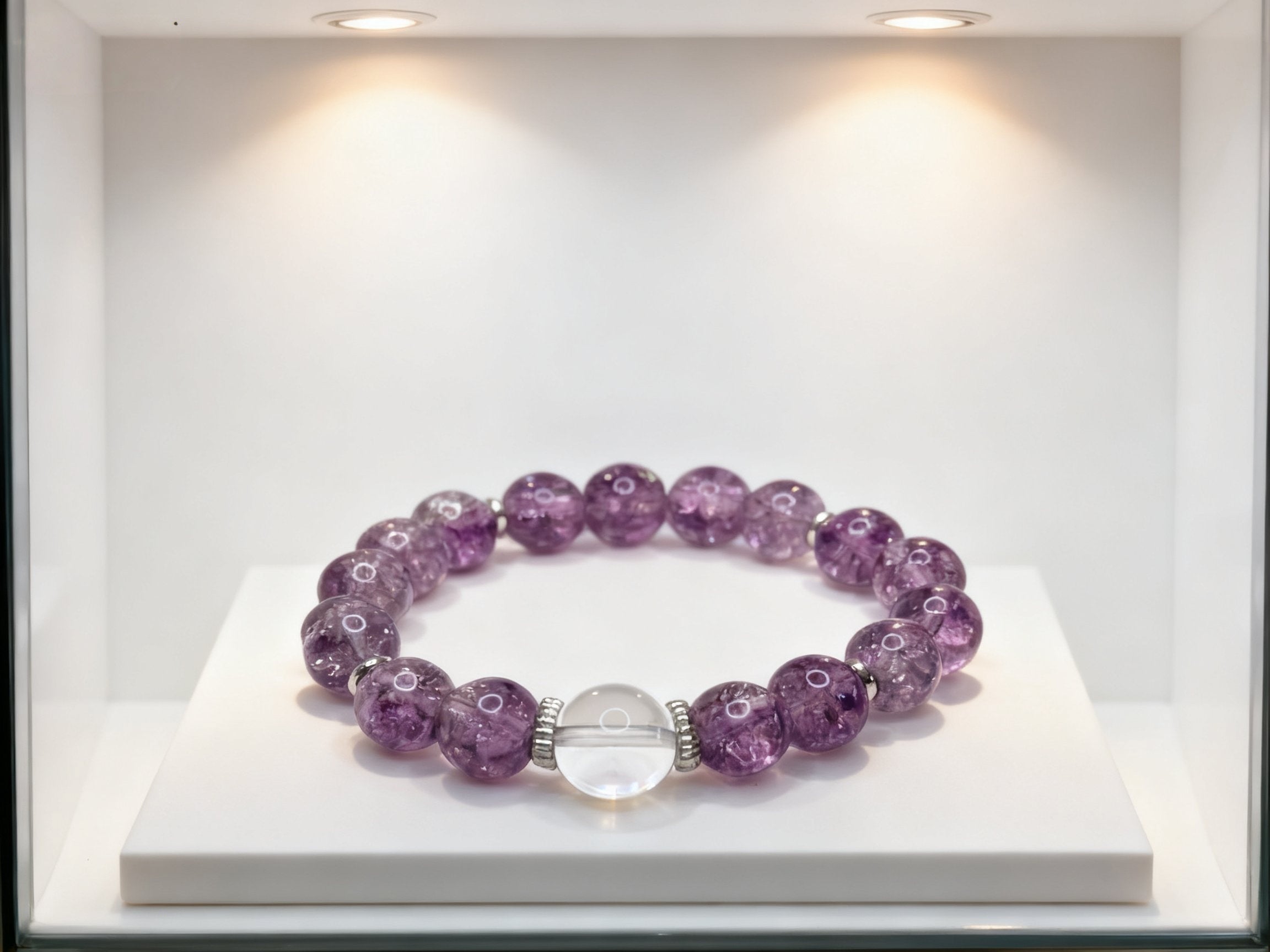 Purple Amethyst Bracelet – Floral Beaded Crystal Jewelry