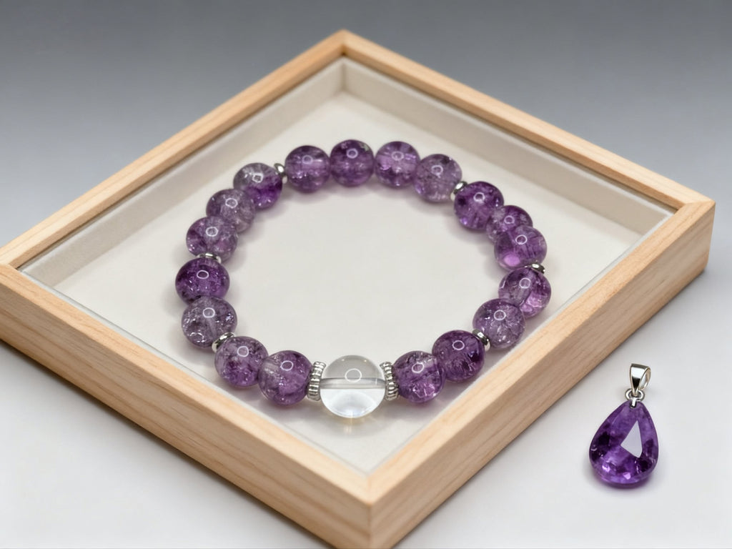 Purple Amethyst Bracelet – Floral Beaded Crystal Jewelry