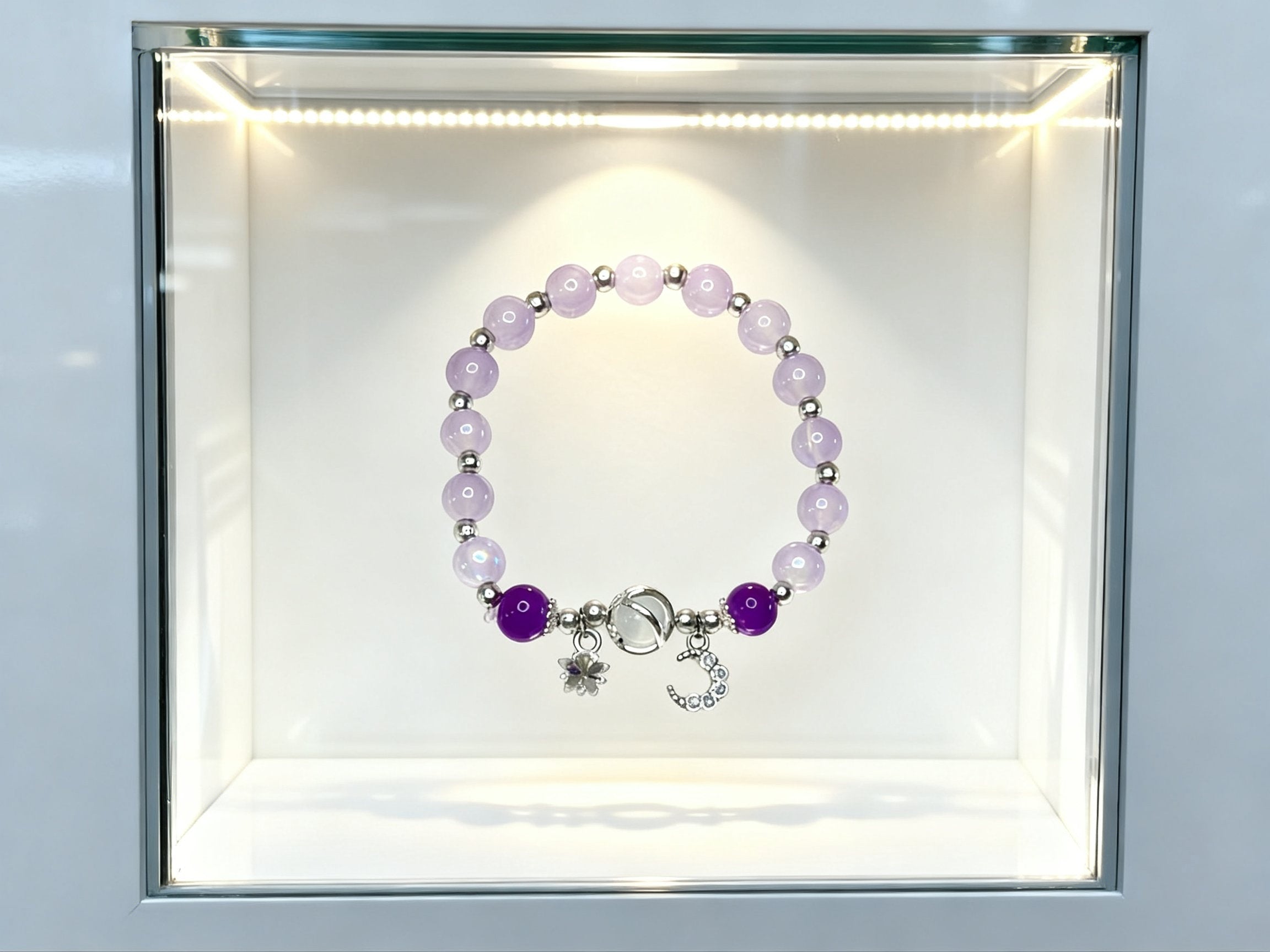 Purple Amethyst Cat Eye Bracelet – Star & Moon Charm Jewelry