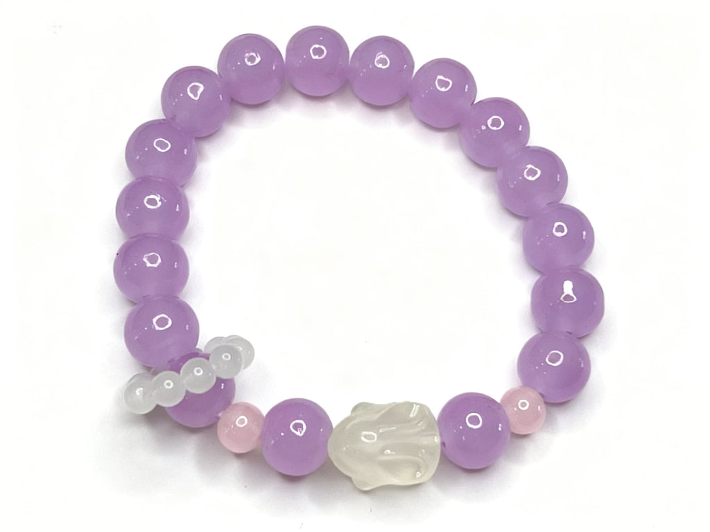Purple Amethyst Bracelet – White Jade Rabbit 10mm