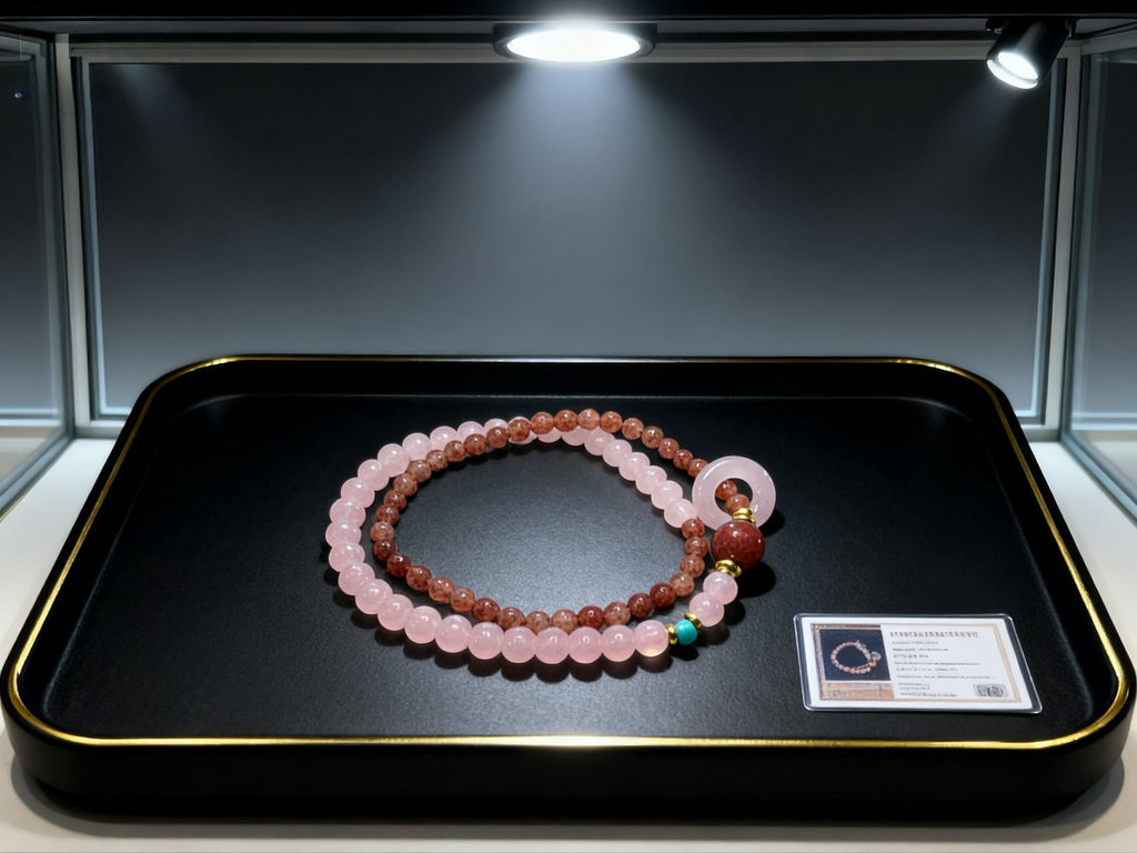 Pink Strawberry Quartz Bracelet – Double Layer Love Charm