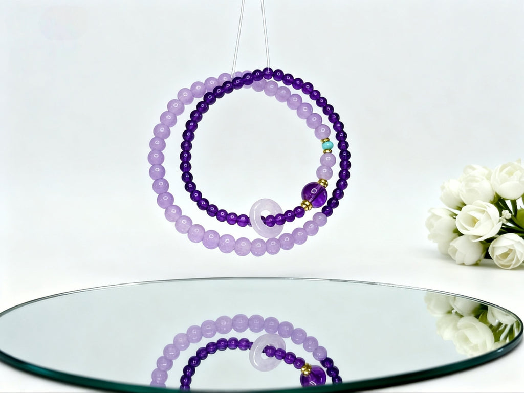Purple Amethyst Bracelet – Temple Inspired Double Strand