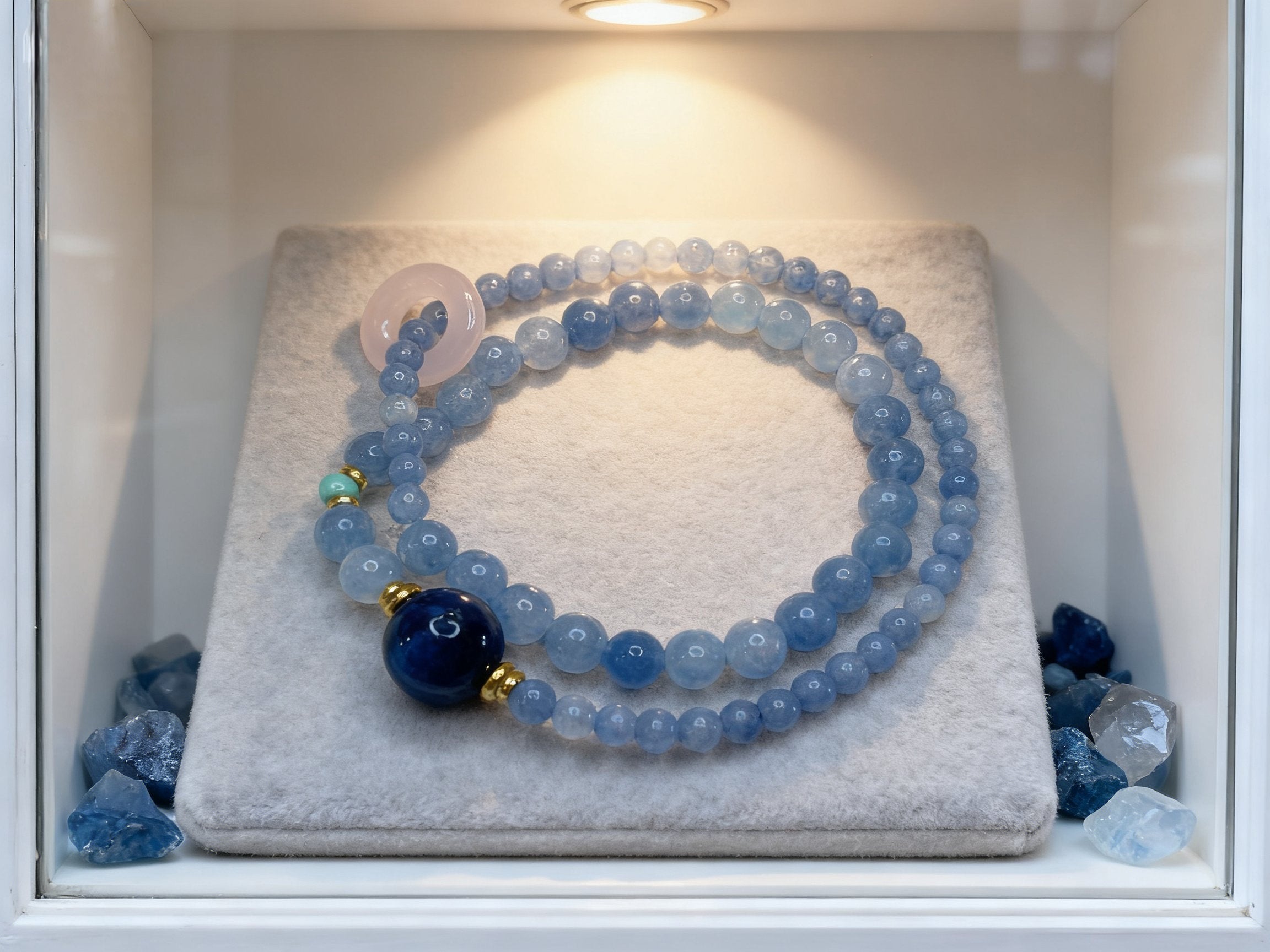 Blue Ocean Quartz Bracelet – Double Layer Aquamarine Style