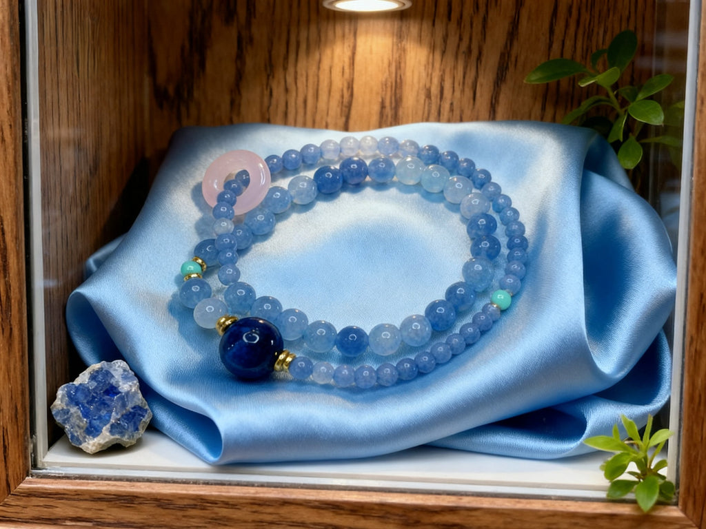 Blue Ocean Quartz Bracelet – Double Layer Aquamarine Style