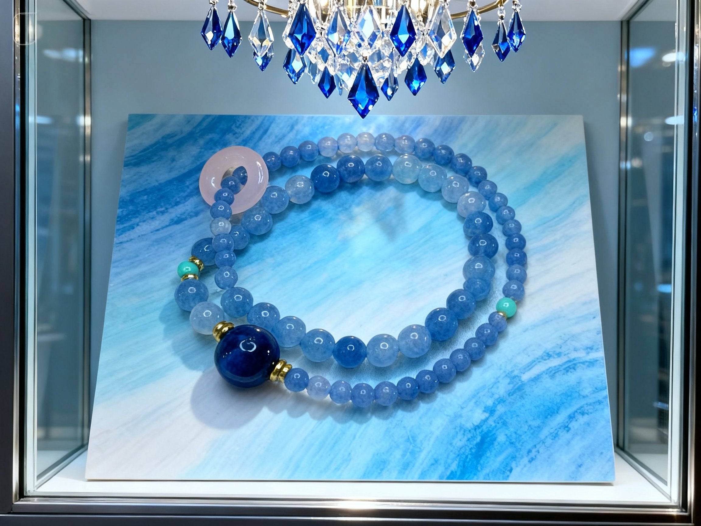 Blue Ocean Quartz Bracelet – Double Layer Aquamarine Style