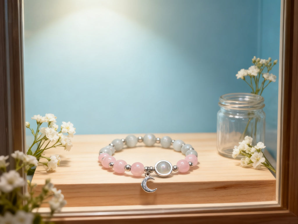 Colorful Rose Quartz Bracelet – Cat Eye Planet & Moon Design