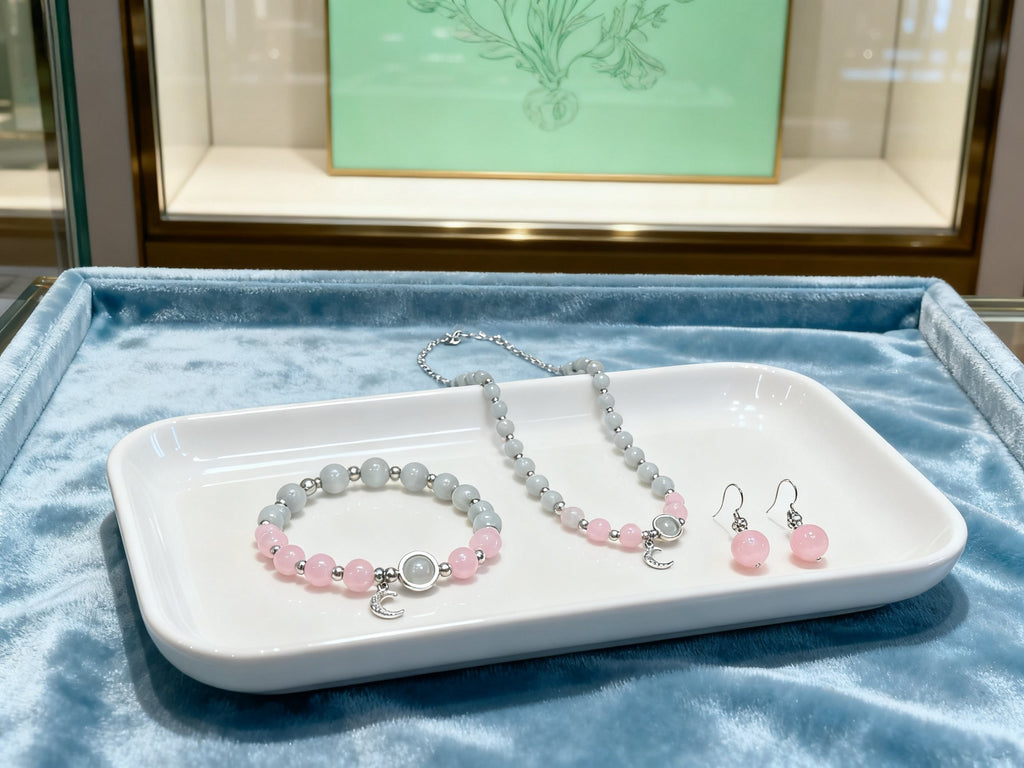 Colorful Rose Quartz Bracelet – Cat Eye Planet & Moon Design