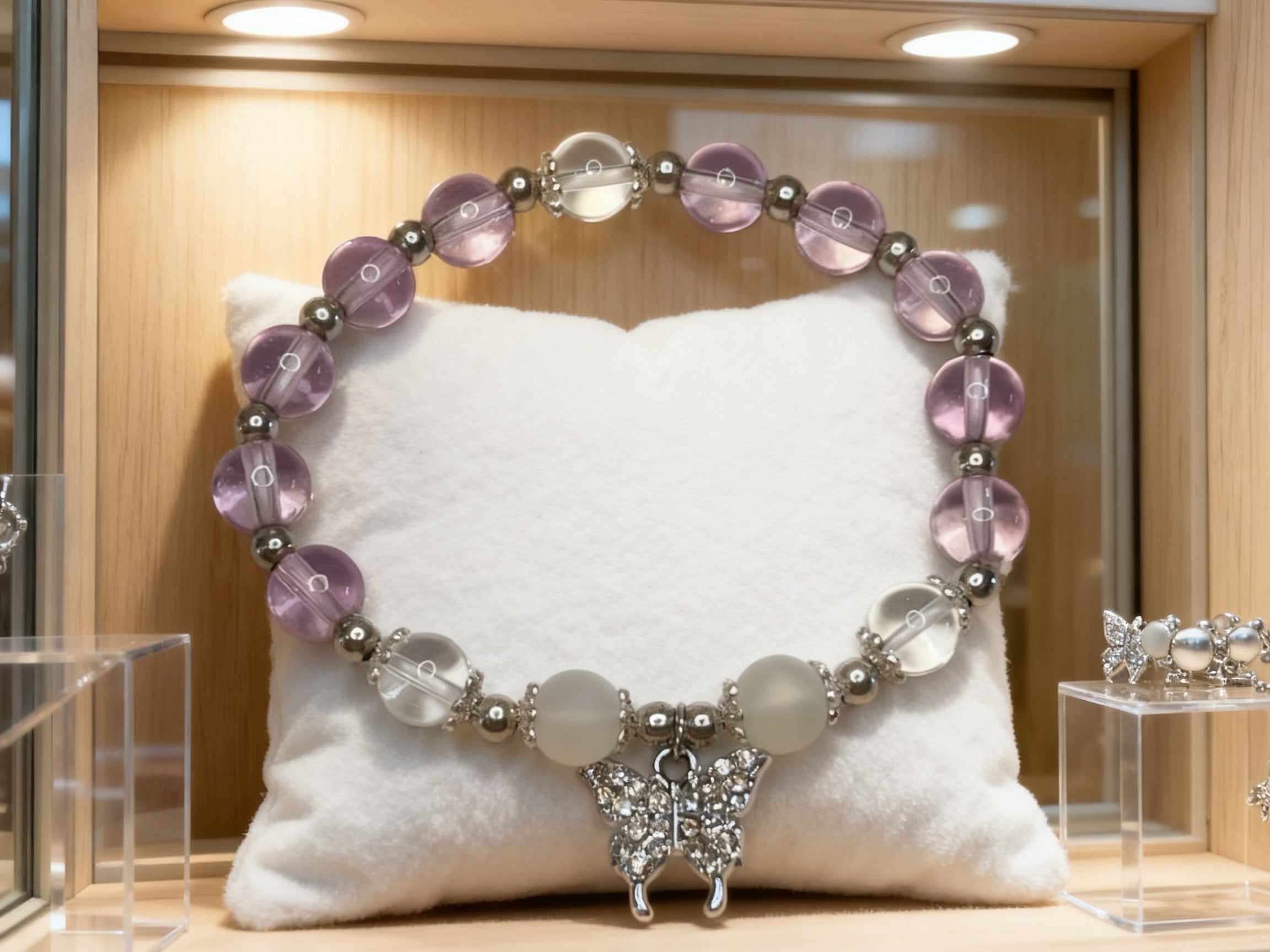Purple Amethyst Butterfly Bracelet – Light Transparent Crystal
