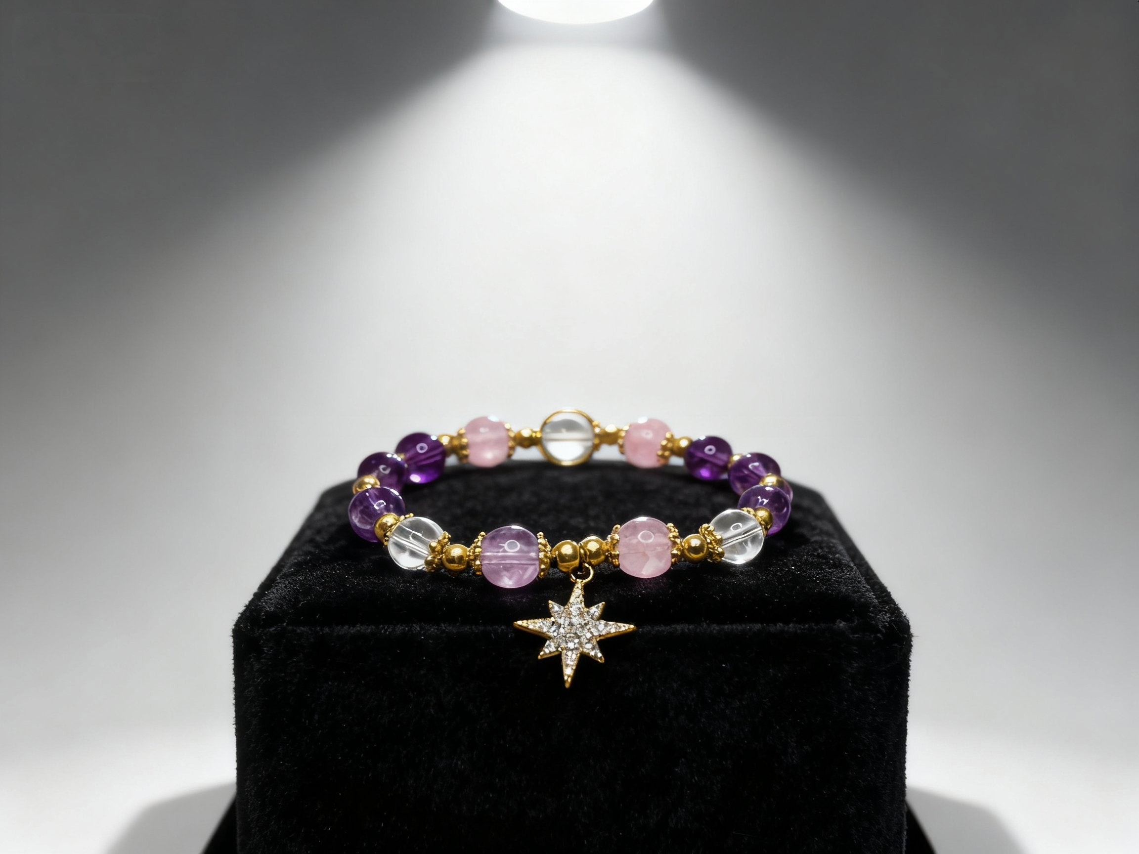 Purple Amethyst Bracelet – Eight-Point Star Design