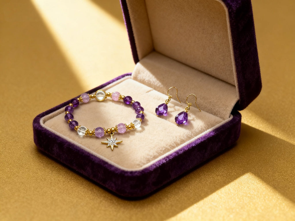 Purple Amethyst Bracelet – Eight-Point Star Design