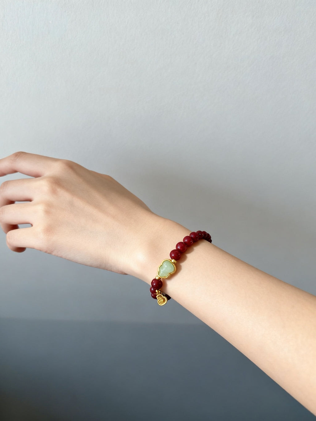 Red Cinnabar Style Bracelet – Vermilion Gourd Beads 8mm