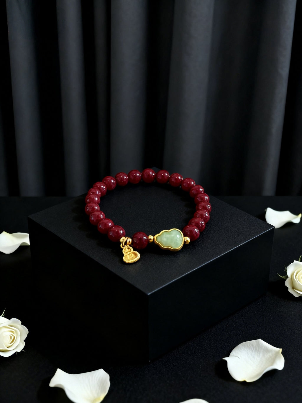 Red Cinnabar Style Bracelet – Vermilion Gourd Beads 8mm