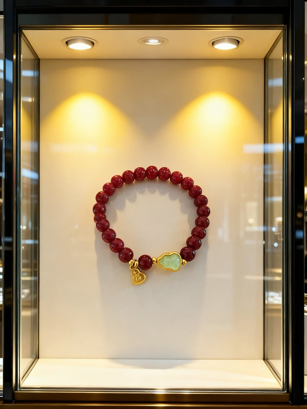 Red Cinnabar Style Bracelet – Vermilion Gourd Beads 8mm