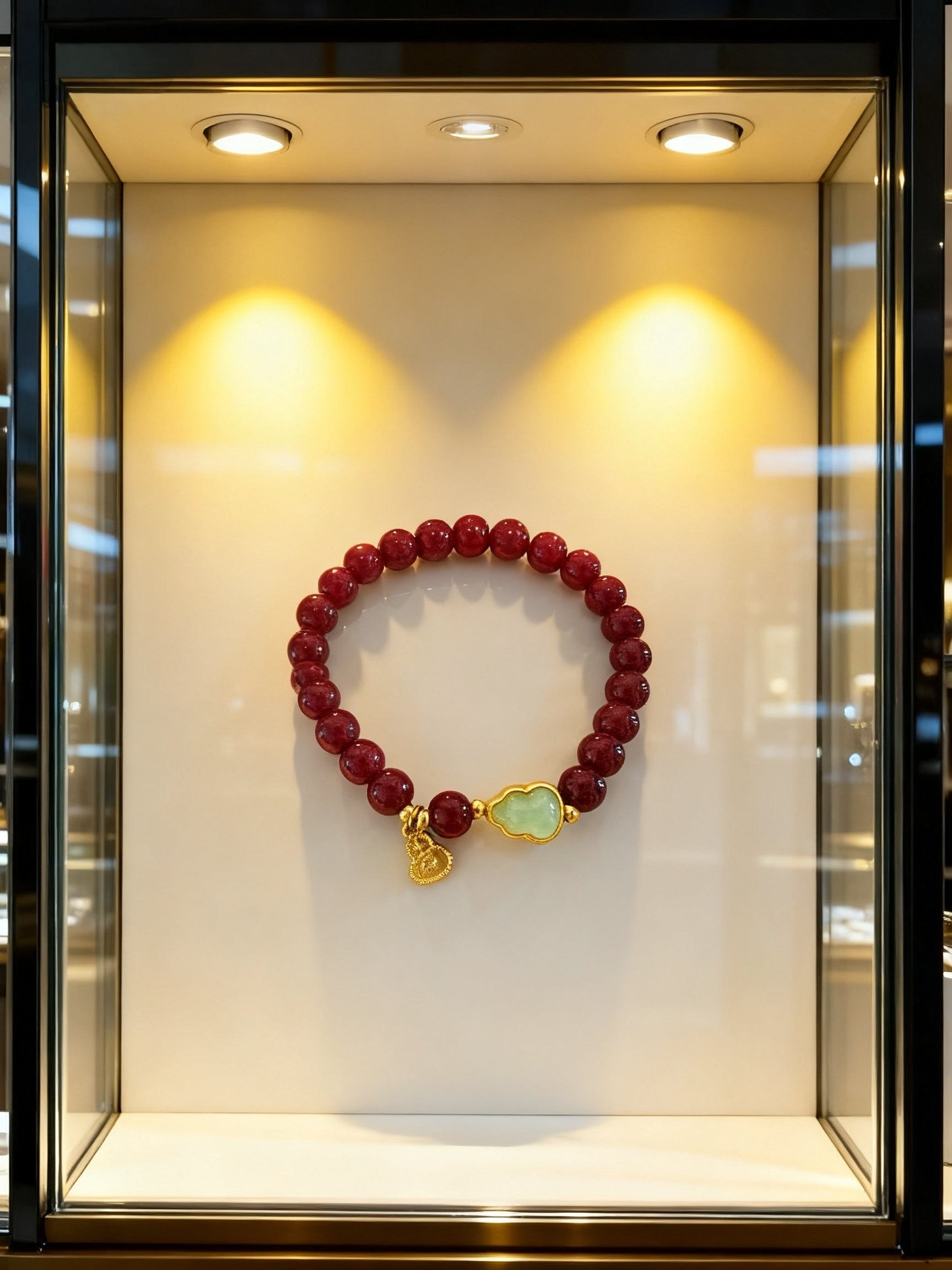 Red Cinnabar Style Bracelet – Vermilion Gourd Beads 8mm