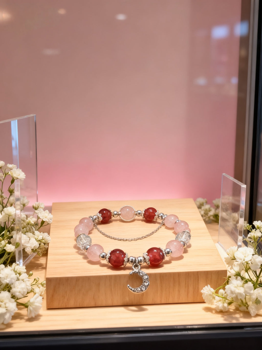 Colorful Rose Quartz Bracelet – Moonlight Healing Crystal